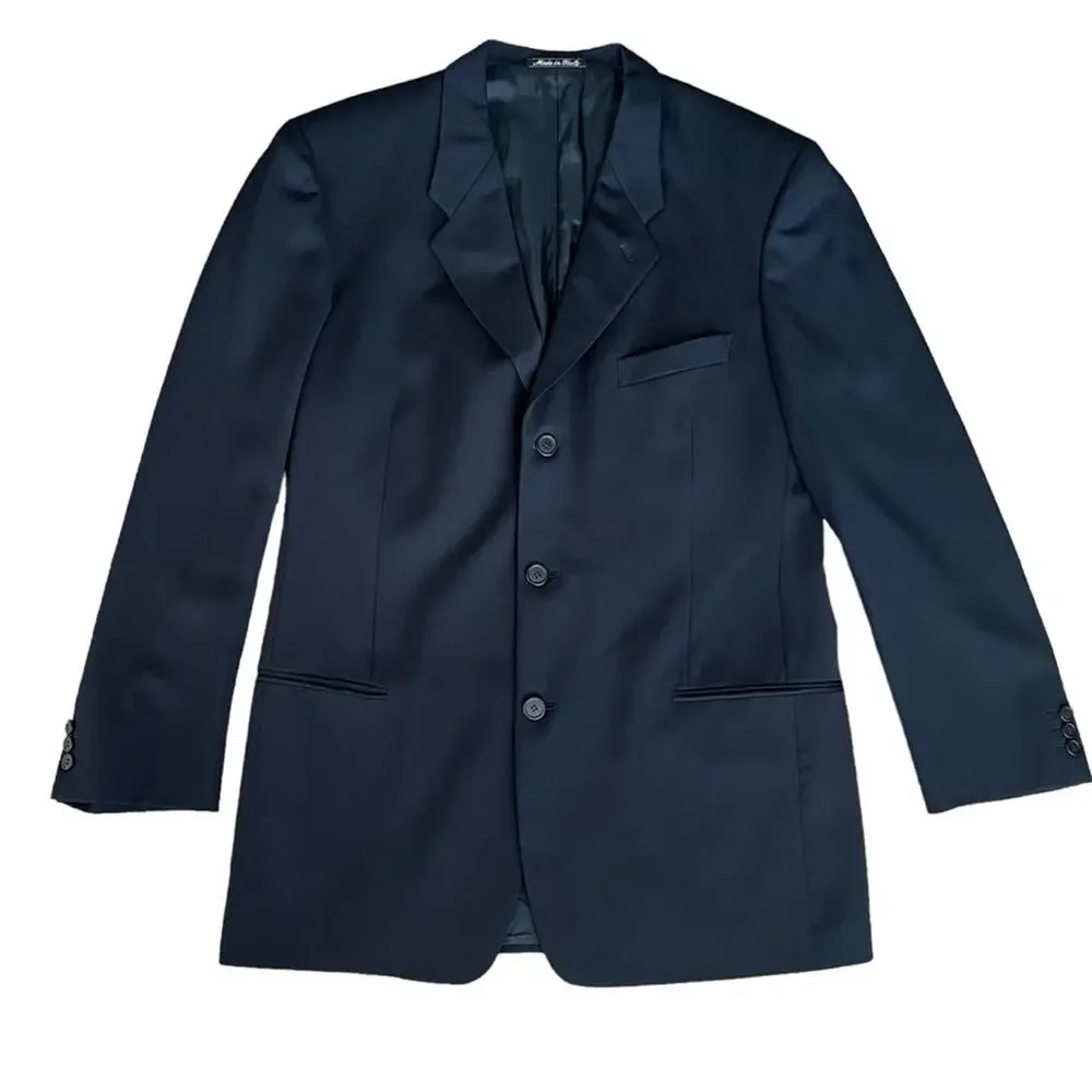 Giorgio Armani Le Collezione Men’s Wool Navy Blue Blazer Suit Jacket Size 42 L